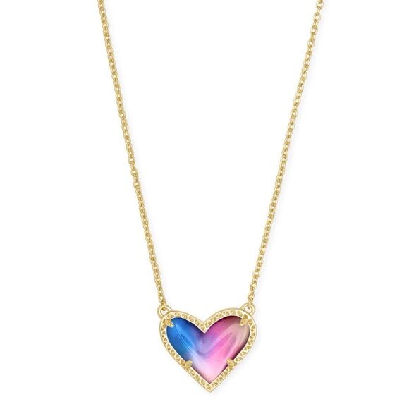 KENDRA SCOTT Ari Heart Gold Pendant Necklace in Watercolor Illusion - Picture 3 of 3